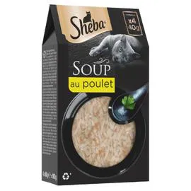 SHEBA Soupe pour chat fraîcheur aux filets de poulet 4x40g