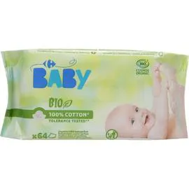 CARREFOUR BIO Lingettes bébé sans parfum x64 