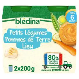BLÉDINA Petit pot bébé dès 6 mois légumes pommes de terre lieu 2x200g