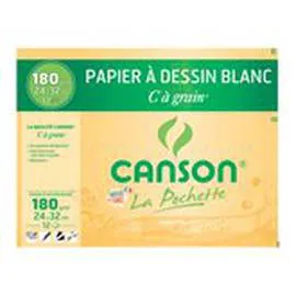 CANSON Pochette dessin 24x32 12 feuilles dessin blanc 180g