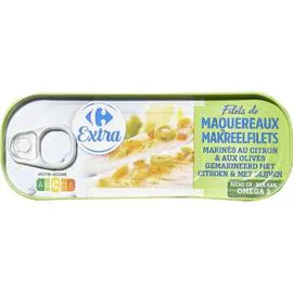 CARREFOUR EXTRA Filets de maquereaux citron & olives 176g