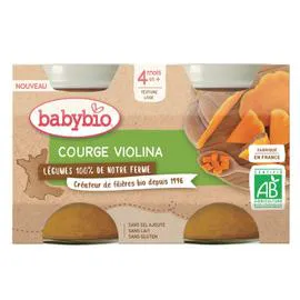 BABYBIO Plat bébé dès 4 mois, courge violina de notre Ferme Bio 2x130g