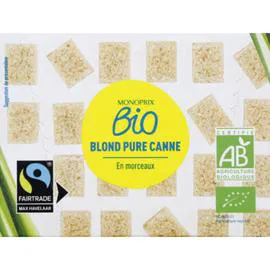 MONOPRIX BIO Sucre en morceaux blond pure canne 500g