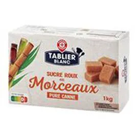 MARQUE REPÈRE, TABLIER BLANC Sucre roux En morceaux 1kg