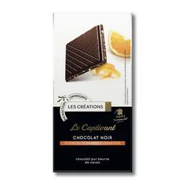 LES CRÉATIONS Le Captivant chocolat noir écorces d'oranges confites 100g