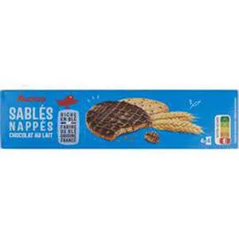 AUCHAN Biscuits sablés nappés de chocolat au lait, sachets fraîcheur 200g