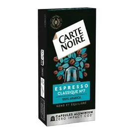 CARTE NOIRE Café capsules Compatibles Nespresso Espresso Classique °7 10x5,5g