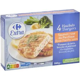 CARREFOUR EXTRA Hachés saumon rose pdt brocolis poireaux 4x95g