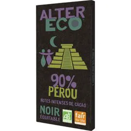 ALTER ECO Chocolat noir 90% Pérou Bio 100g