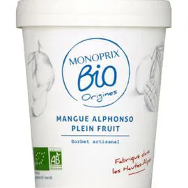 MONOPRIX BIO Sorbet mangue Alphonso plein fruit bio 334g