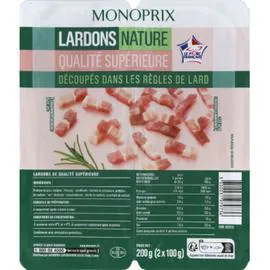 MONOPRIX Lardons nature qualité supérieure 200g