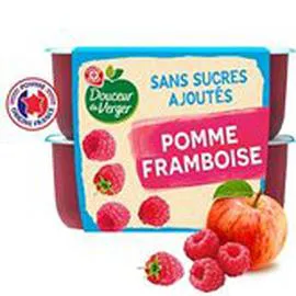 MARQUE REPÈRE, DOUCEUR DU VERGER Dessert fruitier framboise s/sucre 4x100g