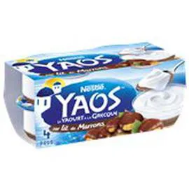 NESTLÉ, YAOS Yaourt à la grecque Nature lit de marrons 4x125g
