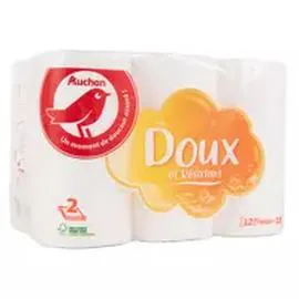 AUCHAN Papier toilette blanc maxi 2 plis doux et résistant x12