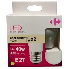 CARREFOUR Ampoule LED Fil sphérique - 40W - E27 x2