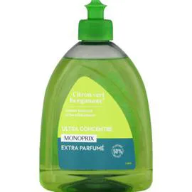 MONOPRIX Liquide Vaisselle Ultra Degraissant Citron Vert Bergamote 500ml