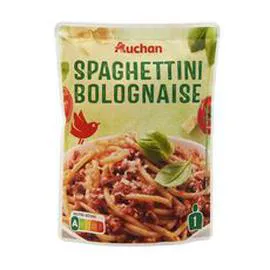AUCHAN Spaghettini à la bolognaise micro-ondable prêt en 2 minutes 200g