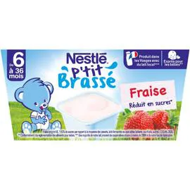 NESTLÉ, P'TIT BRASSÉ Desserts bébé 6+ mois, fraise 4x100g