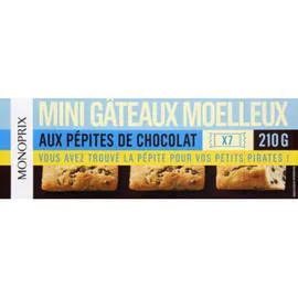 MONOPRIX Mini gâteaux moelleux aux pépites de chocolat 210g