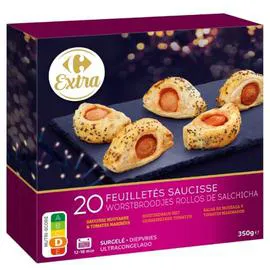 CARREFOUR Mini feuilletés saucisse moutarde et tomates 350g