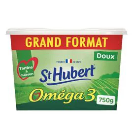 ST HUBERT Margarine Doux 100% Végétal Oméga 3 Tartine et Cuisson 750g