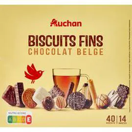 AUCHAN Assortiment de biscuits fins au chocolat belge 375g