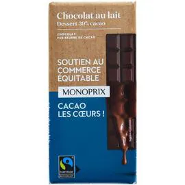 MONOPRIX Tablette de Chocolat Lait Dessert 175g