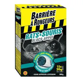 BARRONGEUR Anti rats et souris blocs-appât spécial lieux humides BARRIERE A RONGEURS 300g