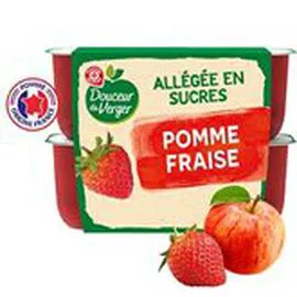 MARQUE REPÈRE, DOUCEUR DU VERGER Compote pomme fraise allégé 4x100g