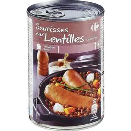 CARREFOUR Plat cuisiné saucisses lentilles 420g