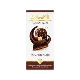 LINDT, CRÉATION Chocolat noir Praliné Rocher 150g