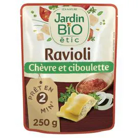 LÉA NATURE, JARDIN BIO ÉTIC Plat cuisiné ravioli chèvre ciboulette Bio 250g