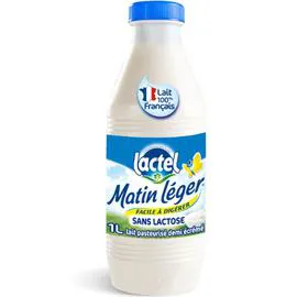 LACTEL, MATIN LÉGER Lait Demi-Ecreme Pasteurisé Sans Lactose 1l
