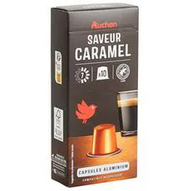 AUCHAN Capsules de café saveur caramel intensité 7 compatibles Nespresso 10x5,2g