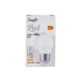 CARREFOUR SIMPL Ampoule E27 forme Sphérique Blanc-chaud Dépolie 40W l'unité
