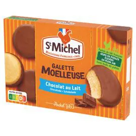 ST MICHEL Gâteaux galettes moelleuses nappées chocolat au lait 180g