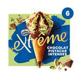 NESTLÉ, EXTRÊME Glace Cône Chocolat Pistache Intenses x6 426g