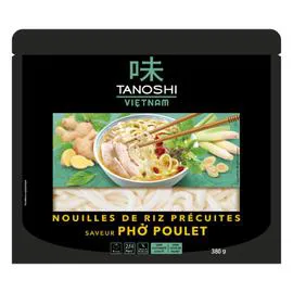 TANOSHI Plat cuisiné nouilles de riz précuites saveur PHÔ poulet 380g