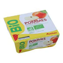 AUCHAN BIO Purée de pommes sans sucres ajoutés 4x95g