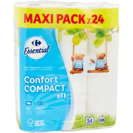 CARREFOUR ESSENTIAL Papier toilette Confort Compact x24