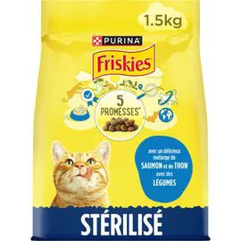 FRISKIES Friskies Croquettes au Saumon et aux Légumes - Chat Adulte Stérilisés 1,5kg