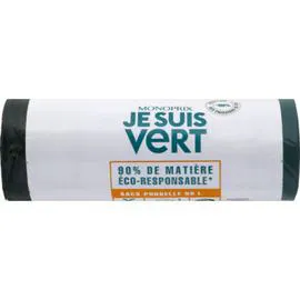 MONOPRIX JE SUIS VERT Sacs poubelle 50 l liens coulissants x10