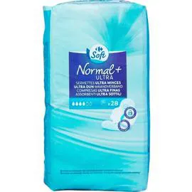 CARREFOUR SOFT Serviettes hygiéniques ultra minces Normal+ x28