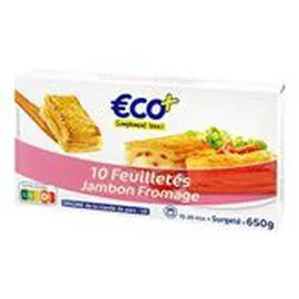 ECO+ Feuilletés Jambon Fromage x10 650g