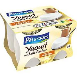 PÂTURAGES Yaourt au lait entier saveur vanille 500g