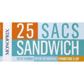 MONOPRIX Sacs sandwichs à zip petit format l'unité