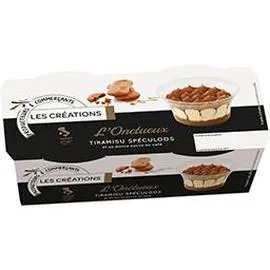 LES CRÉATIONS L'Onctueux Tiramisu spéculoos et sa douce sauce au café 2x100g