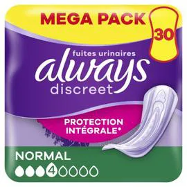 ALWAYS, DISCREET Serviette Fuites Urinaires Normal x30