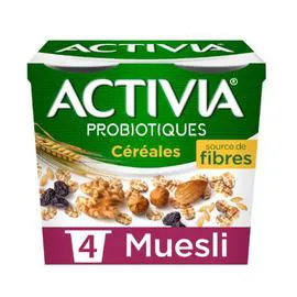 DANONE, ACTIVIA Yaourt céréales muesli bifidus 4x120g