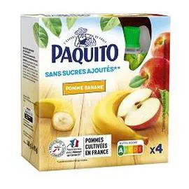 PAQUITO Purée pomme banane sans sucres ajoutés 4x90g